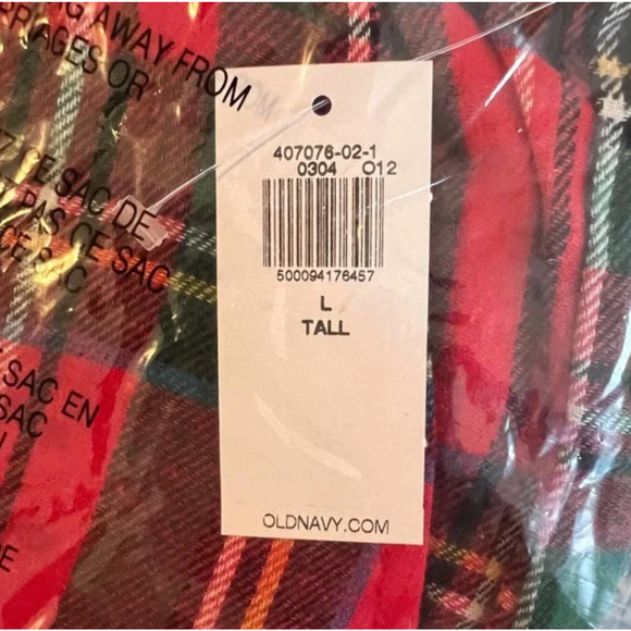 NWT Old Navy Red Tartan Christmas Plaid Flannel Pajama Joggers - Picture 8 of 10